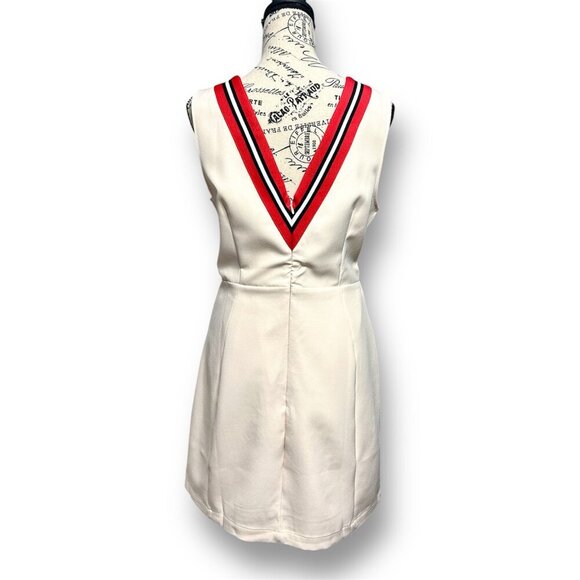 Anthropologie English Factory L Ivory Mini Dress Varsity Stripe Retro Preppy NWT - Picture 7 of 8